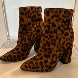 Cheetah print booties zipper back